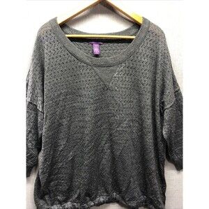 Beverly Drive Women’s Sweater Size 16-18W Gray Silver Cinch Waist